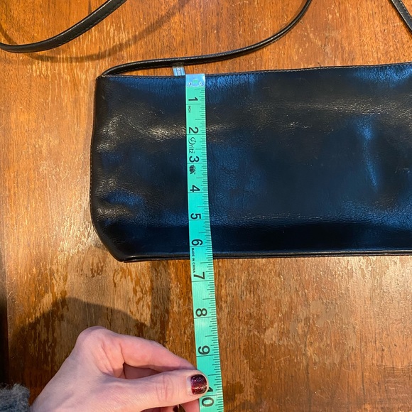 HOBO Shiny Black Leather Crossbody Bag - Picture 8 of 9